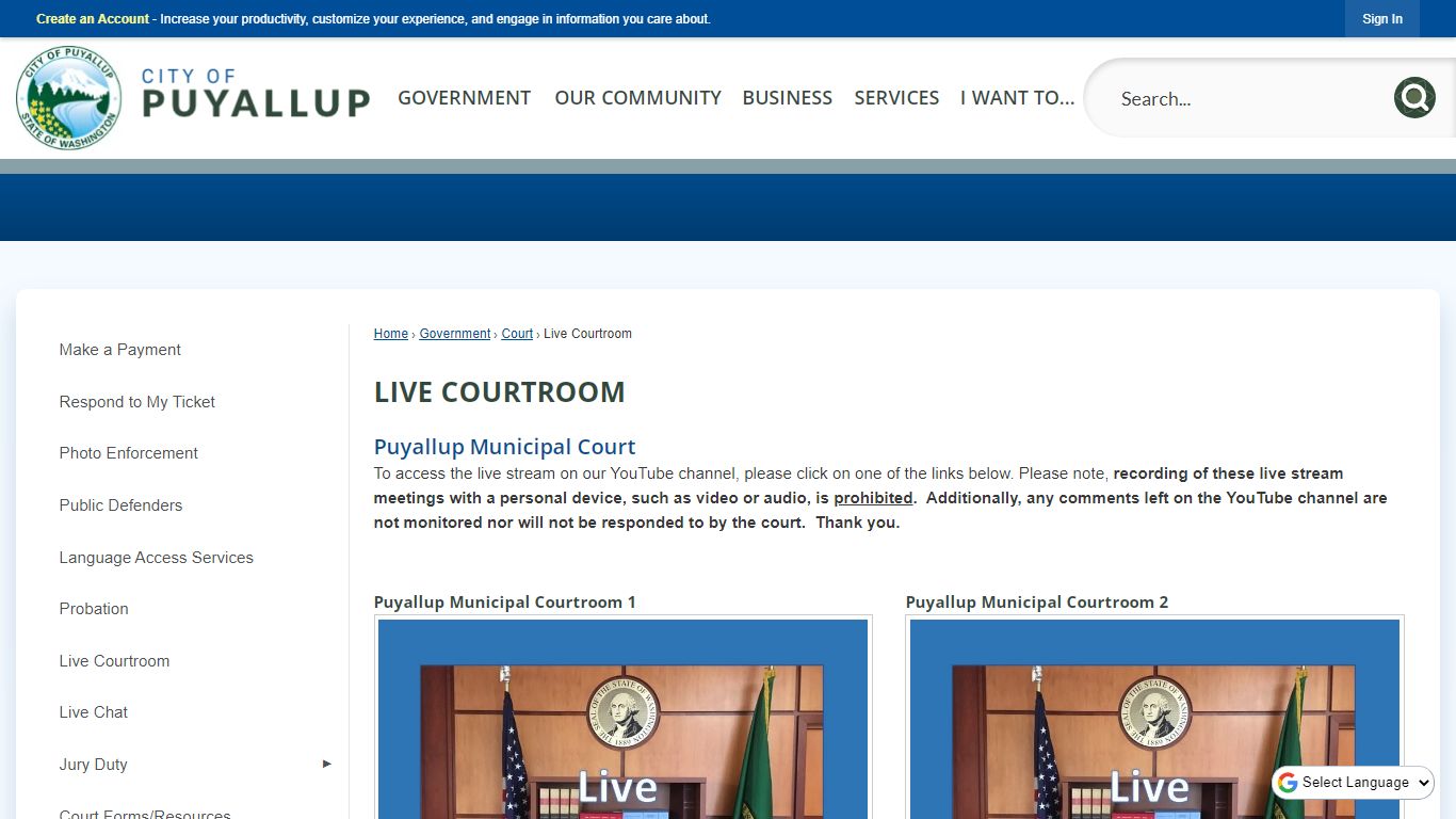 Live Courtroom | Puyallup, WA